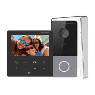 Videointerfoane - KIT videointerfon pentru 1 familie Wi-Fi 2.4Ghz monitor 4.3 inch - Hikvision DS-KIS606-P