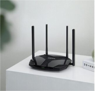 Routere - Router Wireless Gigabit MERCUSYS MR80X AX3000, WI-Fi 6, Dual-Band 574 + 2402 Mbps, negru