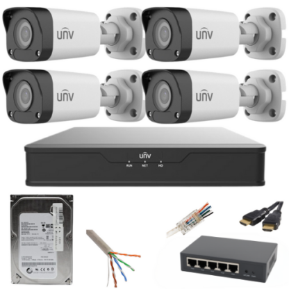 Kit supraveghere Hikvision 4 camere IP 8MP Dual Light IR 30m Lumină albă 30m Microfon NVR 12MP 4 canale HDD Accesorii incluse [1]