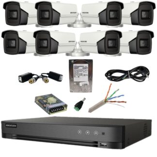 Kit supraveghere Hikvision 8 camere 4in1 8 Megapixeli IR 80m Lentilă 3.6mm DVR Acusense 8 MP Hard Disk 1 TB, Accesorii [1]