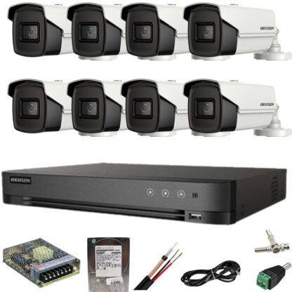 Sistem supraveghere Hikvision 8 camere 8MP IR 80M DVR 4K AcuSense 8MP cu accesorii si HDD 1TB inclus [1]