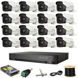 Kit supraveghere Hikvision 16 camere 8MP IR 80M DVR 16 canale AcuSense cu accesorii incluse [1]