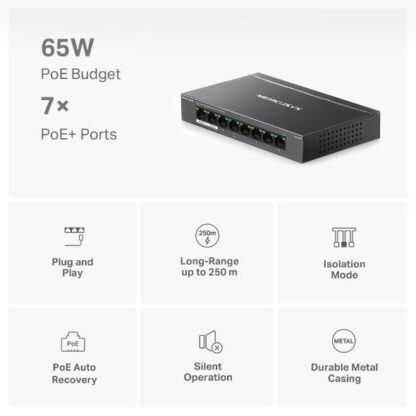 Switch 8 porturi gigabit 7 porturi PoE+ Mercusys - MS108GP [1]