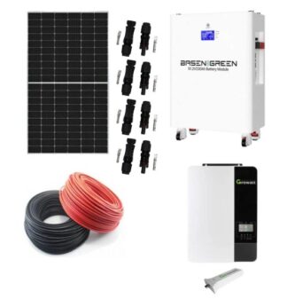Sistem off grid 5KW cu 14 Panouri fotovoltaice monocristaline 380W, Baterie  LifePo4  bms 11.7kWh, Invertor Growatt 5kW cu modul wi-fi si accesorii