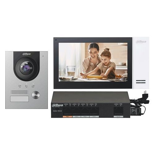 Kit Videointerfon IP pentru 1 familie, 2MP, 7 inch, PoE - Dahua KTP01-S2(F)