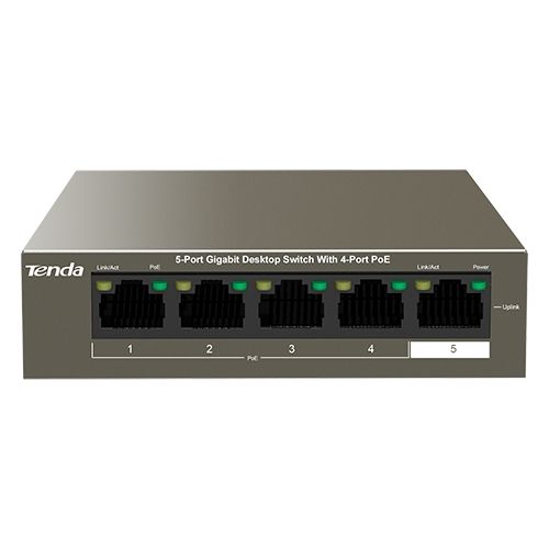 Switch 4 porturi Gigabit PoE, fara management, 1 port Uplink Gigabit - Tenda TEG1105P-4-63W