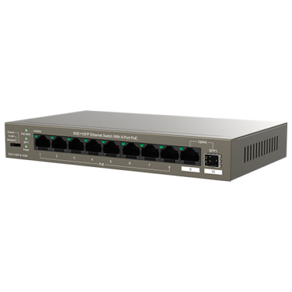 Switch 8 porturi Gigabit PoE, 1 port Uplink Gigabit, 1 port SFP Uplink Gigabit - Tenda TND-TEG1110PF-8-102W [1]