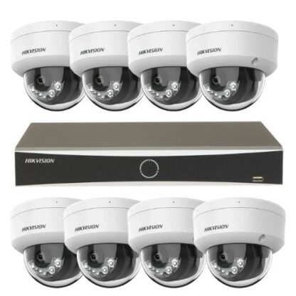 Sistem supraveghere IP Hikvision 8 camere 4K IR 30m lumina alba 30m lentila 2.8mm microfon, NVR 8 canale PoE 12MP AcuSense [1]