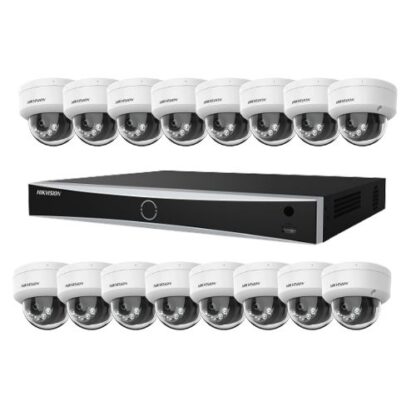 Kit supraveghere profesional IP Hikvision 16 camere 4K IR 30m lumina alba 30m lentila 2.8mm microfon, NVR 16 canale PoE 12MP  160Mbs / 256Mbs [1]