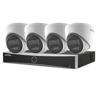 Kit supraveghere IP 4K Hikvision 4 camere 8MP IR 30m lumina alba 30m microfon Smart Hybrid Light, NVR 4 canale PoE 12MP AcuSense [1]