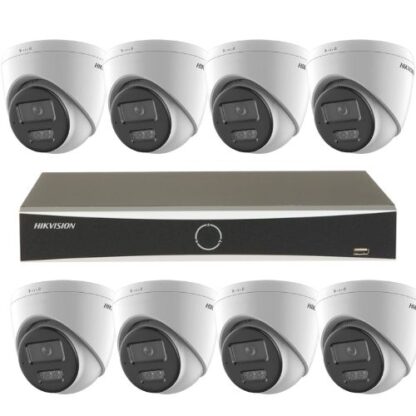Sistem supraveghere IP 4K Hikvision 8 camere 8MP IR 30m lumina alba 30m microfon Smart Hybrid Light, NVR 8 canale PoE 12MP AcuSense [1]
