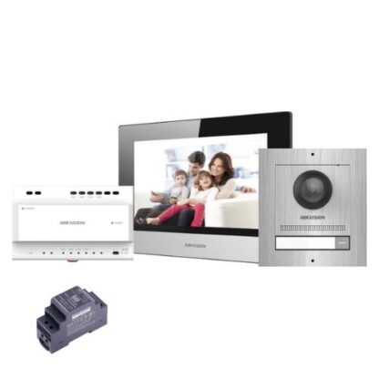 Kit videointerfon 1 familie, 2 fire, 2MP, microfon, intrare alarma, LCD  7 inch - Hikvision DS-KIS702/S [1]