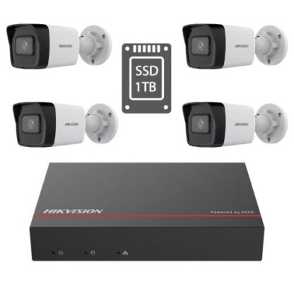 Kit supraveghere video Hikvision 4 Camere IP PoE, 4MP, IR 30m, 2.8mm, NVR PoE, SSD 1TB [1]
