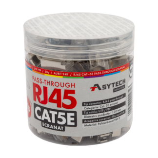 Mufa RJ-45 FTP Cat.5e EZ Passthrough, ecranata, 50u (100 buc) RJ45M-CAT5-EZ-50U-JAR [1]