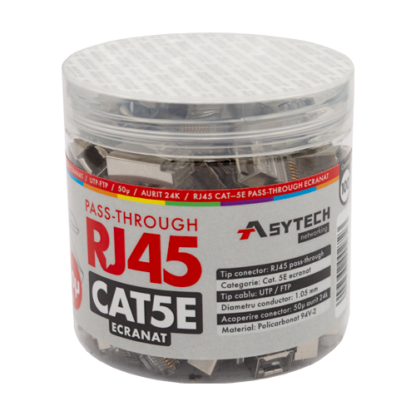 Mufa RJ-45 FTP Cat.5e EZ Passthrough, ecranata, 50u (100 buc) RJ45M-CAT5-EZ-50U-JAR [1]