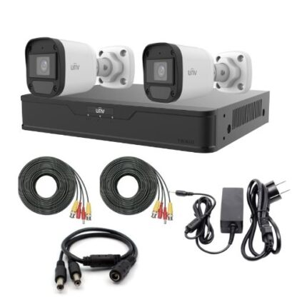 Kit de supraveghere Uniview cu 2 camere 5 MP, Audio, Infrarosu 20m, DVR Hibrid cu 4 canale 5MP, accesorii [1]
