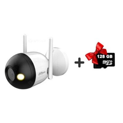 Camera wireless IP Dahua 4 MP, F4C-LED, lentila 2.8 mm, Wi-Fi, Full Color, lumina alba 30 m, microfon,  card memorie 128GB [1]