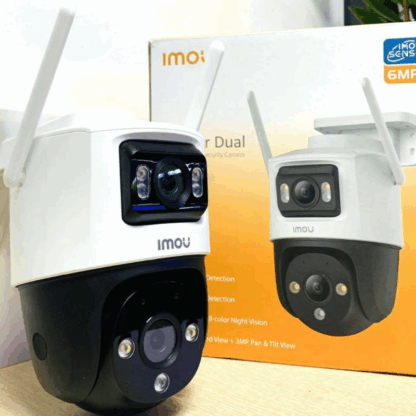 Camera IP rotativa exterior Wi-Fi, 5+5MP, lentila duala, sirena, auto smart tracking, IR 30m, lumina alba 30m, microfon, difuzor, detectie vehicul/om -  IMOU Cruiser Dual [1]