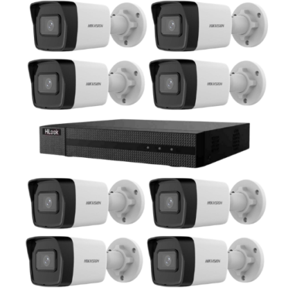 Kit supraveghere Hikvision HiLook 8 camere IP 4MP PoE IR 30m IP67 si NVR 8 canale 6MP PoE 1 port SATA [1]