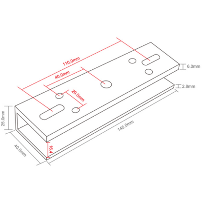 Suport U pt. montaj electromagnet CSE-180P-(S) pe usi din sticla CSE-180P-U [1]