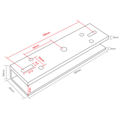 Suport U pt. montaj electromagnet CSE-280P-S pe usi din sticla CSE-280P-U [1]