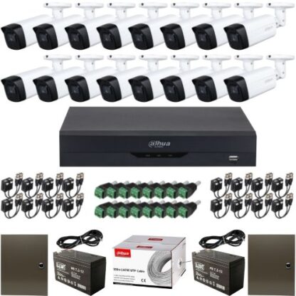 Kit 16 camere ultraprofesional Dahua Starlight 5MP IR 80m, DVR 16 canale 5MP WizSense si accesorii montaj [1]