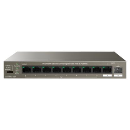 Switch 8 porturi Gigabit PoE, 1 x RJ45 Gigabit Uplink, 1 x SFP Gigabit Uplink - IP-COM G1110PF-8-102W [1]