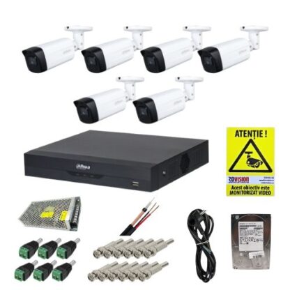 Sistem supraveghere Dahua 6 camere 5MP Starlight IR 40m, DVR 8 canale WizSense 5M-N/1080P, accesorii montaj, HDD 1TB + CADOU Autocolant ROVISION [1]