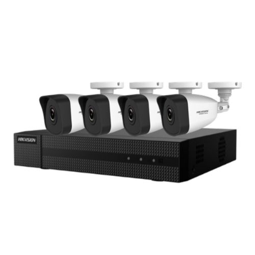 Kit supraveghere IP HiWatch Hikvision 4 camere 4MP IR 30m lentila 2.8mm, NVR  8 canale PoE 4MP 60 Mbps