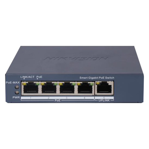 Switch 4 porturi Gigabit PoE, 1 port Uplink, Management - HIKVISION DS-3E1505P-EI