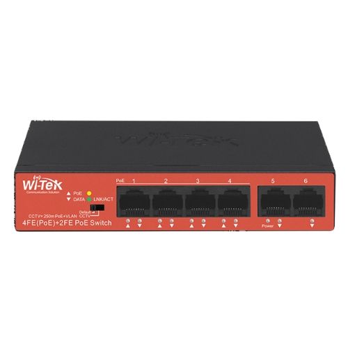 Switch Wi-Tek, 4 porturi 10/100Mbps PoE + 2 x 10/100Mbps RJ45, capacitate 1.2Gbps - PS205H V2