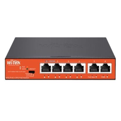 Switch Wi-Tek Hi-PoE, 4 x 10/100Mbps + 2 x 10/100Mbps RJ45 Uplink - PS205 V4 [1]