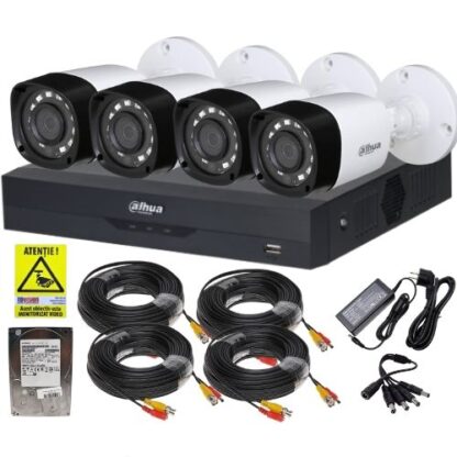 Kit supraveghere complet Dahua 4 camere 2MP IR 20m, DVR 4 canale 5MP WizSense, accesorii, HDD 500GB + Autocolant Rovision [1]