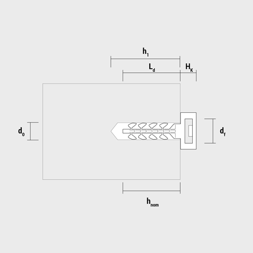 Diblu fixare colier  6x30, cap mare gri in cutie plastic InsertFIX (125 buc.) CELO 96EXPIFB - 1 | YEO