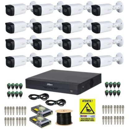 Kit supraveghere Dahua 16 camere 4K 8MP IR 40m Lentila 2.8mm, DVR 16 canale 4K 8MP WizSense, accesorii + Autocolant Rovision [1]