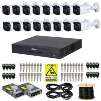 Kit supraveghere complet Dahua 16 camere 5MP IR 80m Starlight Lentila 3.6mm, DVR 16 canale 4K 8MP WizSense, accesorii + Autocolant Rovision [1]