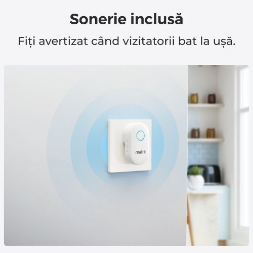 Sonerie video wireless Reolink, PoE, 5MP 2K, MicroSD, Detectie persoana, Microfon, Difuzor - D340P [1]