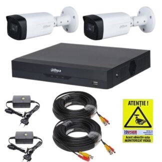 Kit supraveghere Dahua 2 camere 2MP IR 40m Lentila 2.8mm IP67, DVR 4 canale 5MP WizSense, accesorii montaj + Autocolant Rovision [1]