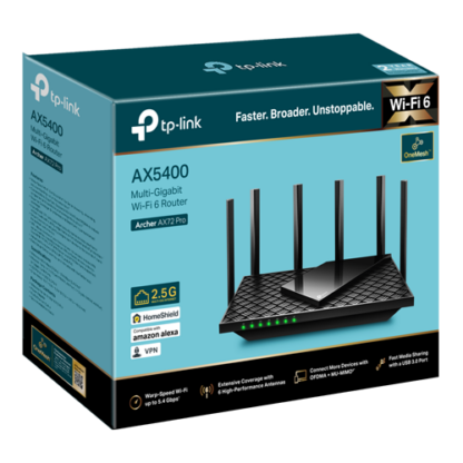 Router wireless TP-Link Archer AX72 Pro, AX5400, Wi-Fi 6, Dual-Band Gigabit, 1x2.5 Gigabit, USB 3.0, MU-MIMO ArcherAX72Pro [1]