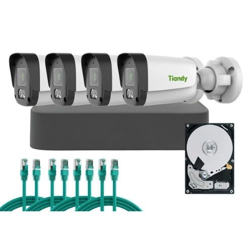 Sistem supraveghere complet exterior Trilight Tiandy PoE, 4MP, Audio, Iluminare suplimentara IR 50m, MicroSD [1]