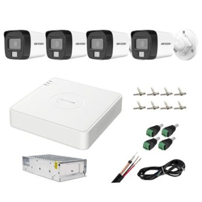 Sistem supraveghere analog Hikvision, 4 camere 5MP dual light audio, DVR 4 canale 5MP, accesorii [1]