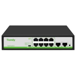 Switch Tiandy, 8 porturi PoE, 2 porturi RJ45, 90W, 5.6Gbps, protectie supratensiune