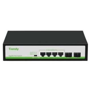 Switch 6 porturi Tiandy, 4 porturi PoE, 2 porturi SFP, putere PoE 60W, 12Gbps
