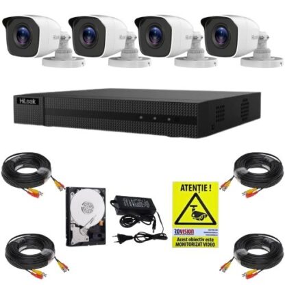 Kit supraveghere Hikvision Hilook, 4 camere 2MP, IR 20m, DVR 4 canale, 4MP, Accesorii, HDD 500GB, Autocolant Rovision [1]