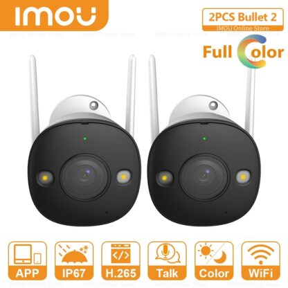 Kit supraveghere 2 camere Wi-Fi IMOU 5MP Dual Light 30m Microfon Difuzor Alarma, 2 x carduri memorie 64GB, 2 x doze montaj [1]