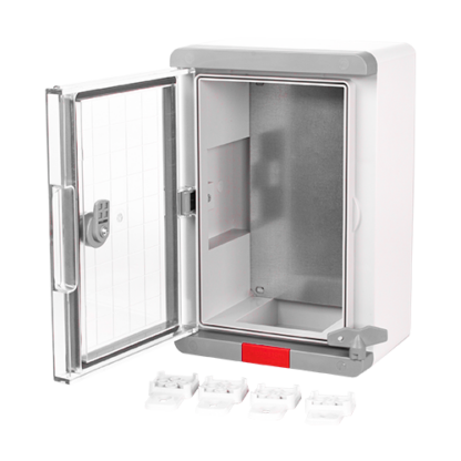 Cutie distributie IP67 din ABS gri, usa transparenta, placa metalica, 200x300x130 mm PS203013 [1]