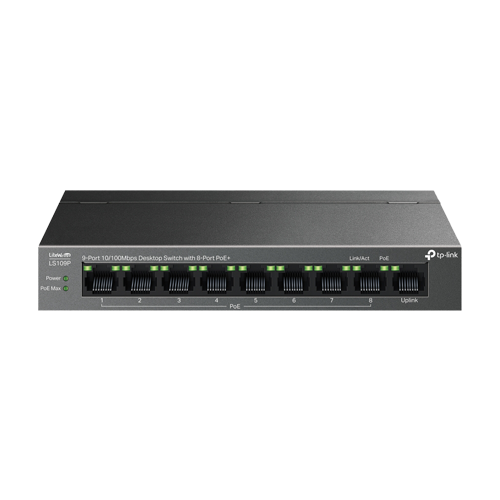 Switch LiteWave, 8 x RJ45 10/100 Mbps PoE, 1 x RJ45 10/100 Mbps, Buget PoE 63W, Unmanaged - TP-Link LS109P - 2 | YEO