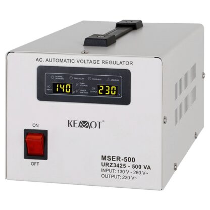 Stabilizator Tensiune Servomotor 500VA Kemot, Tensiune Intrare 130-260V, Iesire 230V, Afisaj LED, Protectie Supratensiune, Scurtcircuit si Supraincalzire [1]