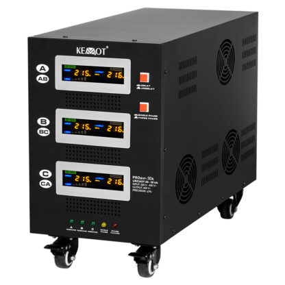 Stabilizator Servomotor Trifazat 30kVA KEMOT, 30000VA,  Protectie Supratensiune, Eficienta 98%, Transformator Toroidal, Display LCD [1]