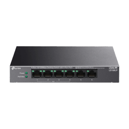 Switch LiteWave, 4 x RJ45 10/100 Mbps PoE, 2 x RJ45 10/100 Mbps, Buget PoE 41W, Unmanaged - TP-Link LS106LP [1]